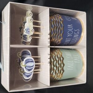 Rae Dunn NWT 12 5oz. Baking Cups and 12 Decorative Picks